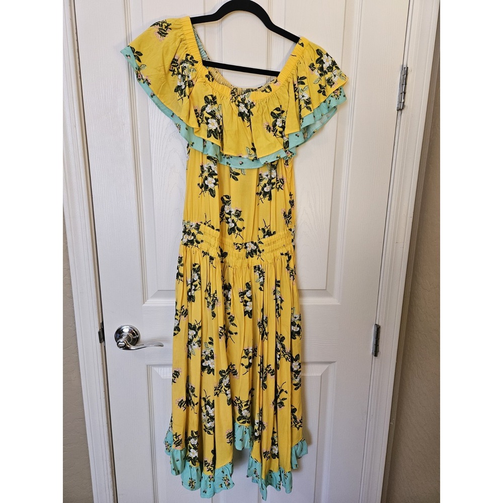 NWT Matilda Jane Floral Off Shoulder Boho Peasant Pockets Midi Dress, Med